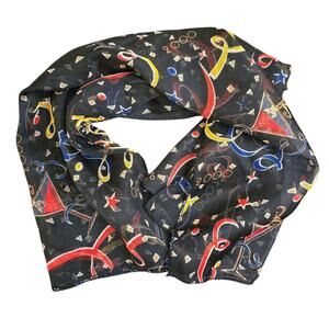 Vintage 2000 Martini Party Square Scarf Black Confetti Glam Stars NYE Y2k Theme